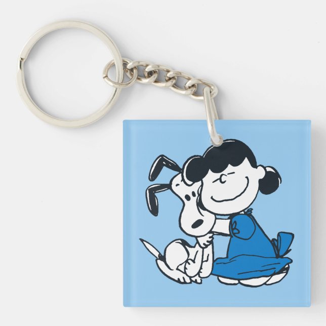 Lucy Hugging Snoopy Keychain (Front)