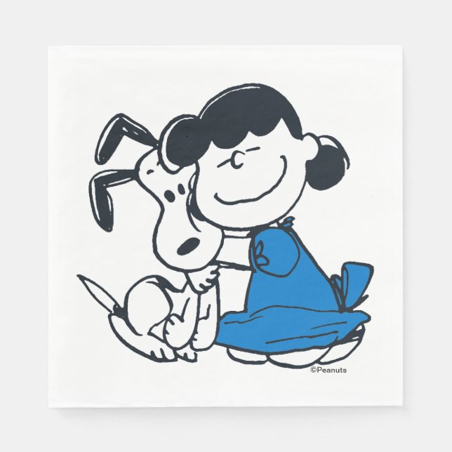 Lucy Hugging Snoopy Napkins (Front)