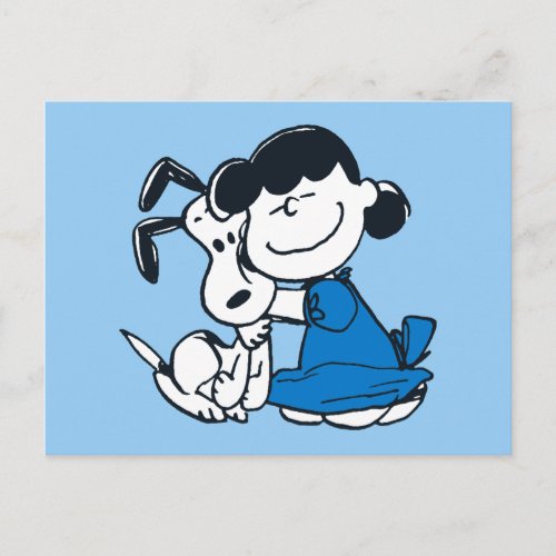 Lucy Hugging Snoopy Postcard