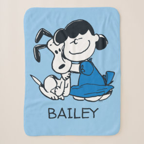 Lucy Hugging Snoopy Sherpa Blanket