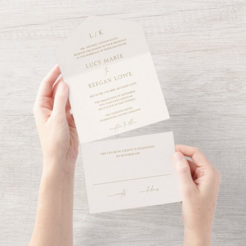 Lucy Ivory Classic Elegant Wedding All In One Invitation