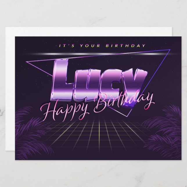 Lucy Name First name pura retro card Birthday (Front/Back)