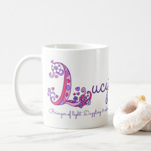 Lucy name meaning decorative L monogram mug