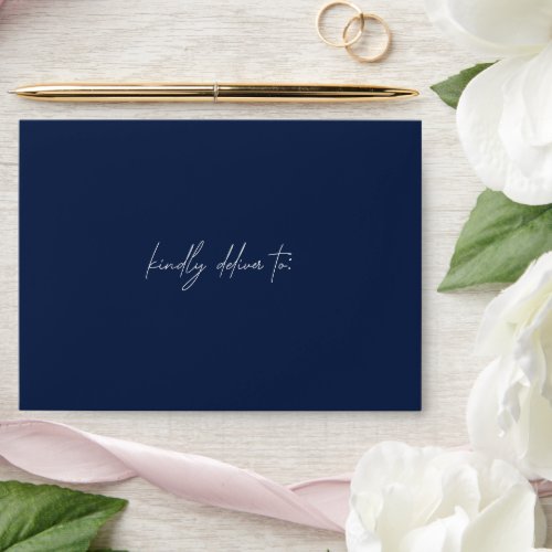 Lucy Navy Blue Classic Elegant Wedding Envelope
