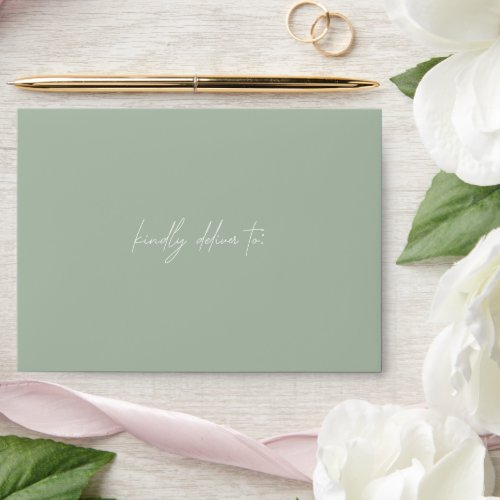 Lucy Sage Green Classic Elegant Wedding Envelope