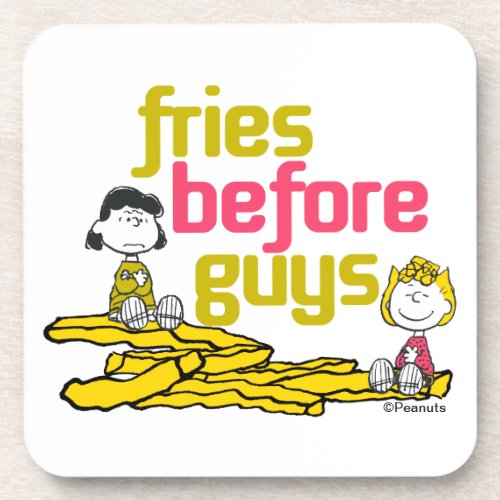 Lucy  Sally _ Fries Before Guys Beverage Coaster