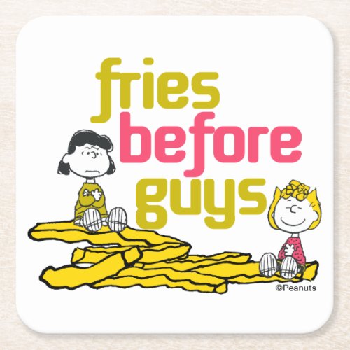 Lucy  Sally _ Fries Before Guys Square Paper Coaster