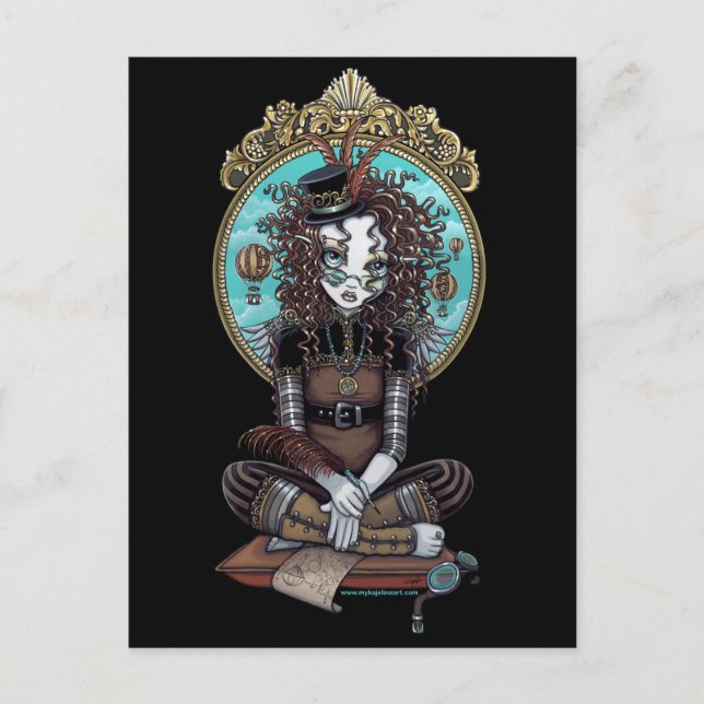 "Lucy" Steam Punk Balloon Fairy Art Postcard (Front)