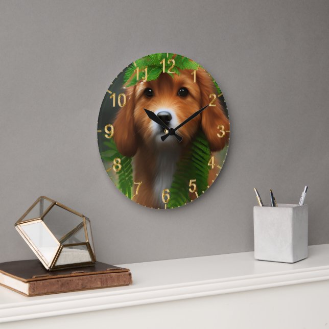 Lucy The Labrador Puppy, Large Clock (Office)