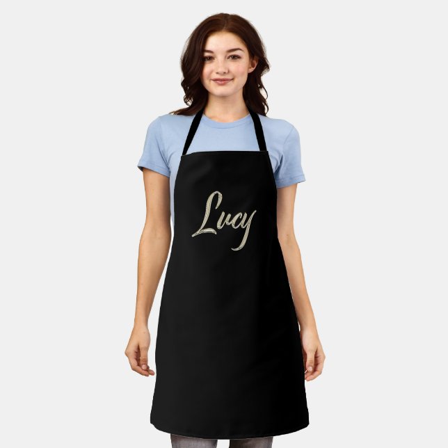 Lucy white gold Handwriting Kitchen apron (Worn)