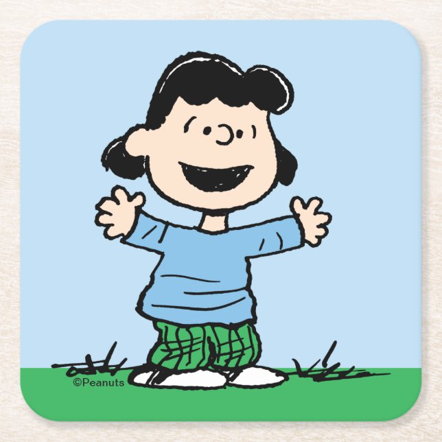Lucy With Arms Wide Square Paper Coaster (Front)