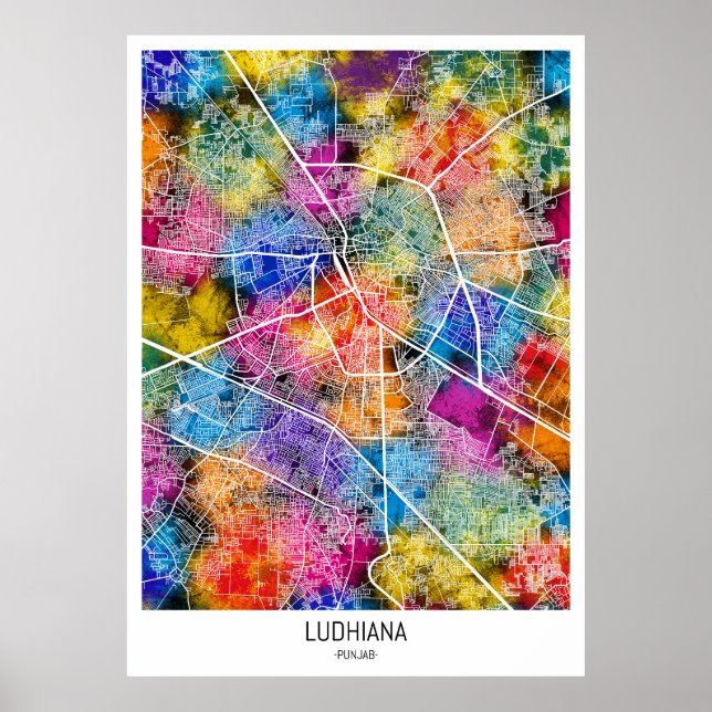 Ludhiana India City Map Poster (Front)