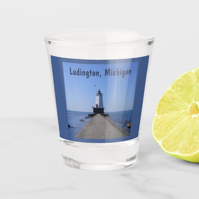 Ludington Lighthouse Shot Glass (Front)