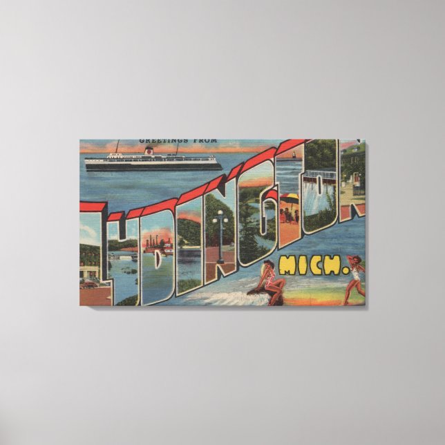 Ludington, Michigan - Large Letter Scenes Canvas Print (Front)