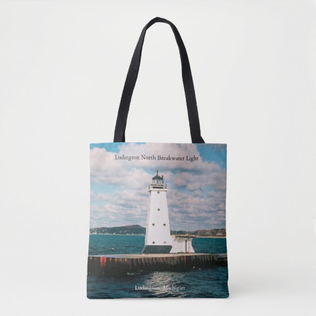 Ludington North Breakwater Light all over tote bag (Front)