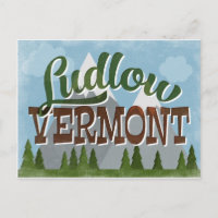Ludlow Vermont Fun Retro Snowy Mountains