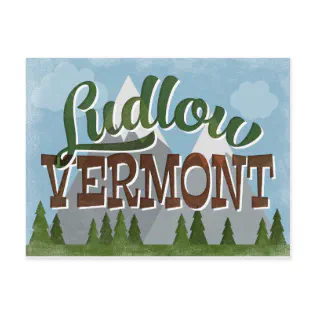 Ludlow Vermont Fun Retro Snowy Mountains Postcard Ludlow Vermont Fun Retro Snowy Mountains Postcard