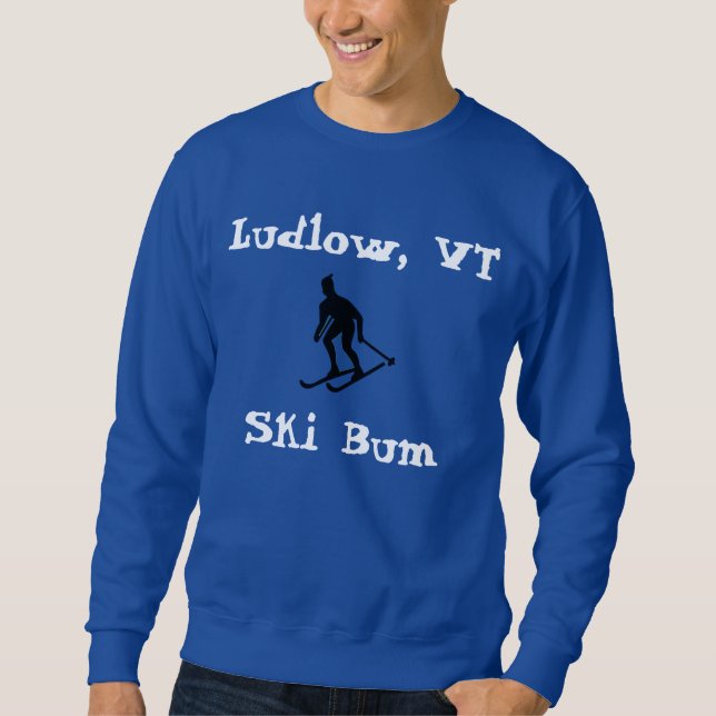 Ludlow, VT, Icy Trail Ski Bum (Skiing the East) Sweatshirt (Front)
