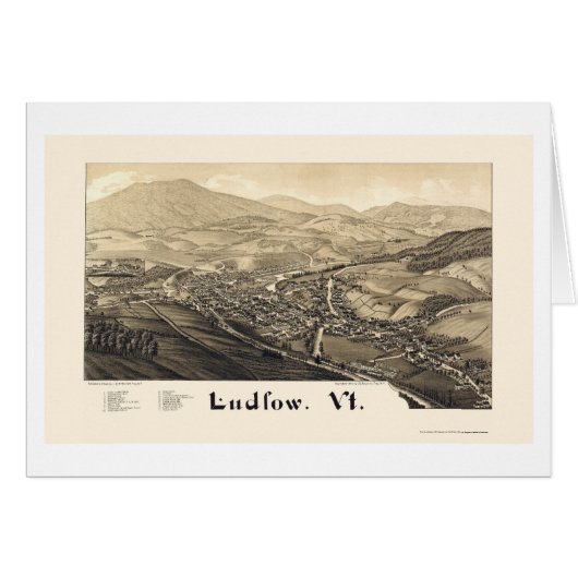 Ludlow, VT Panoramic Map - 1885 Cards (Front Horizontal)