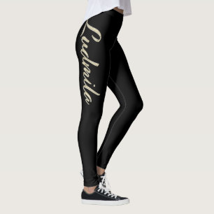 Ludmila white gold Handwriting trousers Leggings