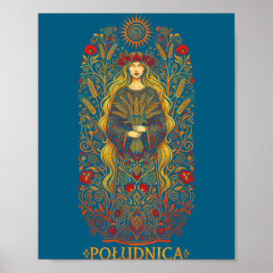 Ludnica Slavic Sun Goddess Pagan Folk Witch Art Poster