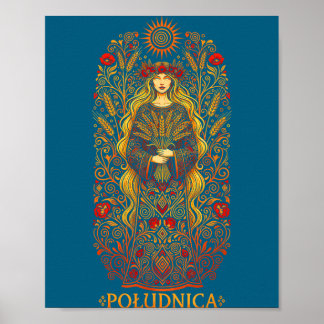 Ludnica Slavic Sun Goddess Pagan Folk Witch Art  Poster