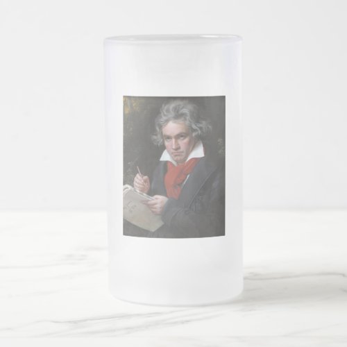 Ludwig Beethoven Symphony Classical Music Composer Frosted Glass Beer Mug