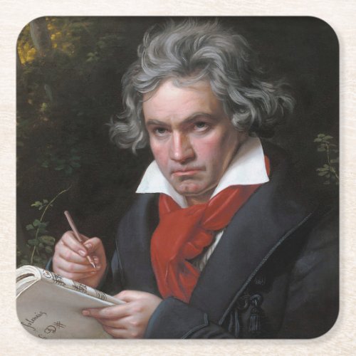 Ludwig Beethoven Symphony Classical Music Composer Square Paper Coaster