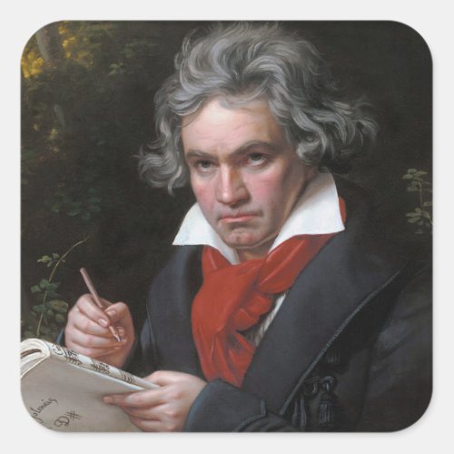 Ludwig Beethoven Symphony Classical Music Composer Square Sticker
