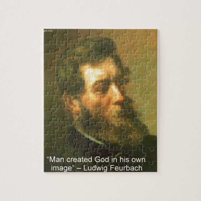 Ludwig Feurbach & Man Created God Quote Jigsaw Puzzle (Vertical)