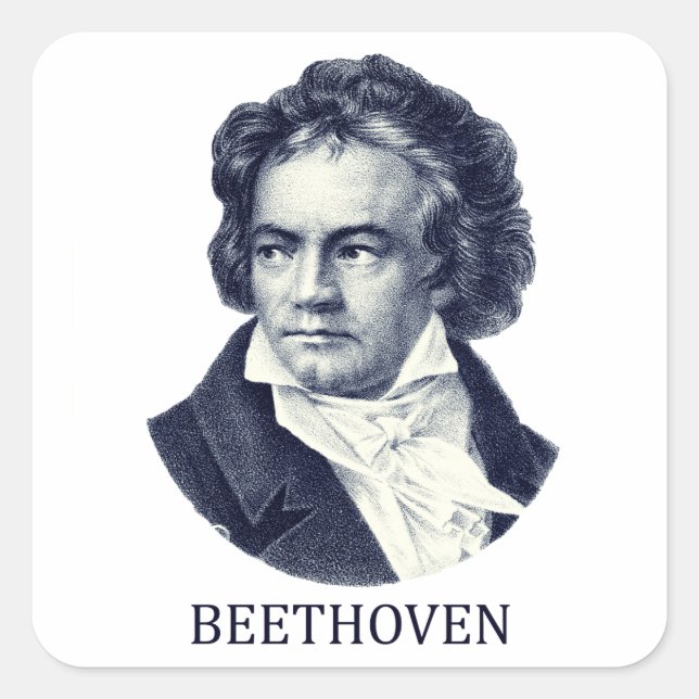 Ludwig van Beethoven, blue Square Sticker (Front)