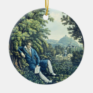 Ludwig van Beethoven by a River (coloured engravin Ceramic Ornament