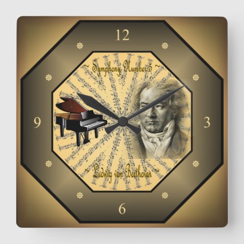 Ludwig van Beethoven  GermanComposer Pianist  Square Wall Clock