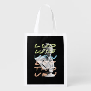 Ludwig van Beethoven in neon typography design Grocery Bag