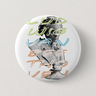 Ludwig van Beethoven in neon typography design Pinback Button