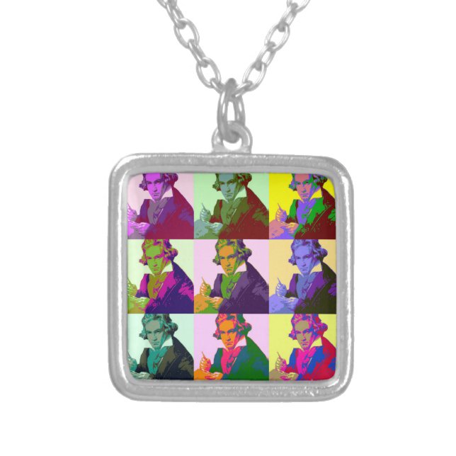 Ludwig Van Beethoven Pop  Silver Plated Necklace (Front)