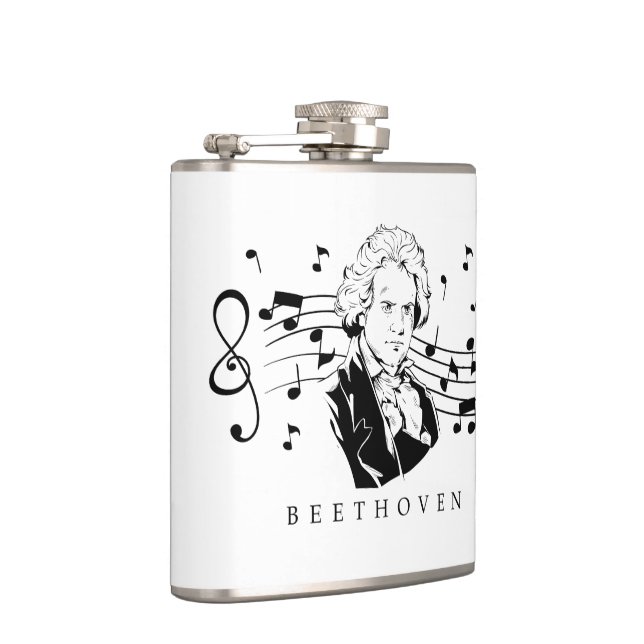 Ludwig van Beethoven Portrait and Bust With Notes  Flask (Right)