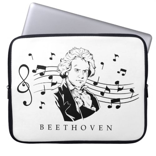 Ludwig van Beethoven Portrait and Bust With Notes Laptop Sleeve