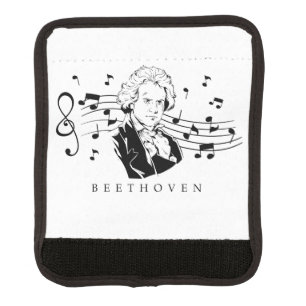 Ludwig van Beethoven Portrait and Bust With Notes Luggage Handle Wrap