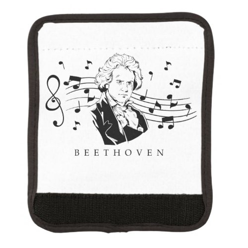 Ludwig van Beethoven Portrait and Bust With Notes Luggage Handle Wrap
