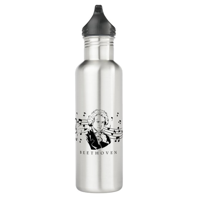 Ludwig van Beethoven Portrait and Bust With Notes  Stainless Steel Water Bottle (Right)