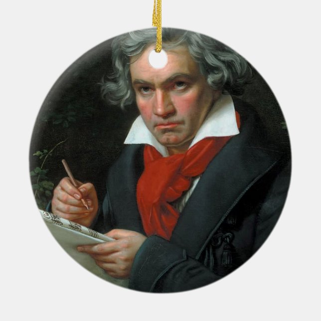 Ludwig van Beethoven Portrait Ceramic Ornament (Back)