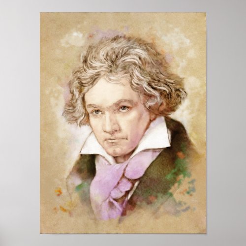Ludwig van Beethoven Portrait im Aquarell Style Poster