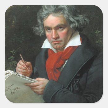 Ludwig Van Beethoven Portrait Square Sticker by masterpiece_museum at Zazzle