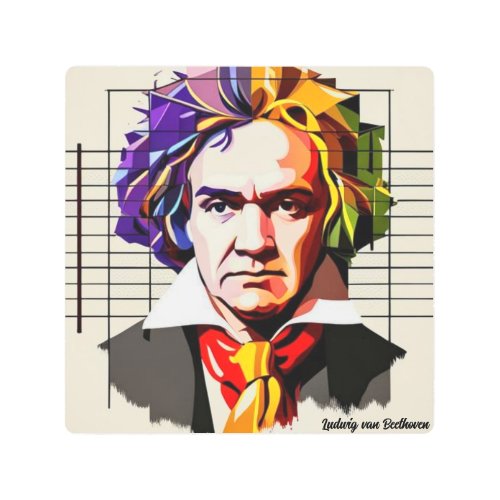 Ludwig van Beethoven Vibrant Unique Metal Print