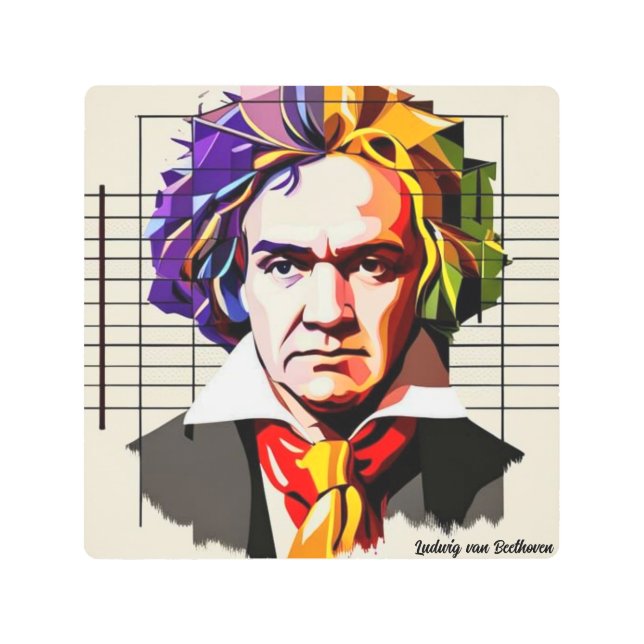 Ludwig van Beethoven Vibrant Unique Metal Print (Front)
