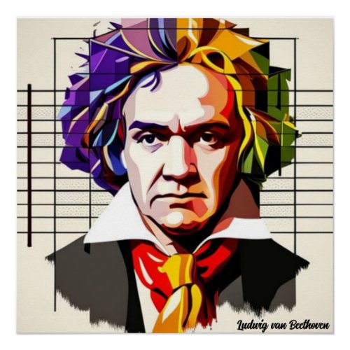 Ludwig van Beethoven Vibrant Unique Poster