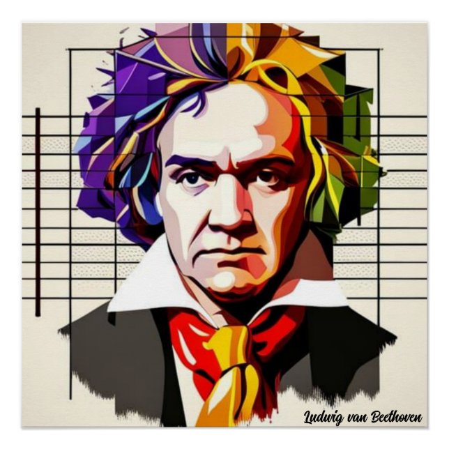 Ludwig van Beethoven Vibrant Unique Poster (Front)