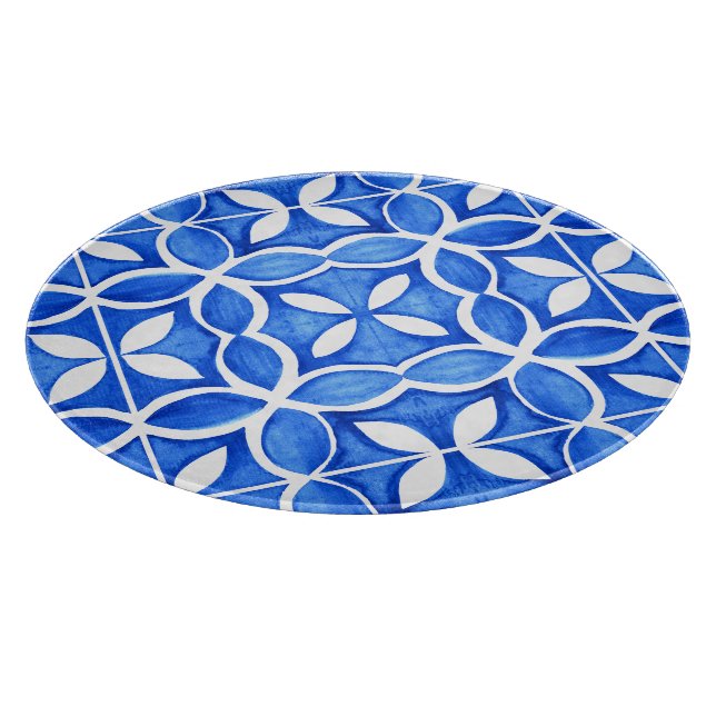 lue Watercolor Tuscan Flower Cutting Board (Corner)