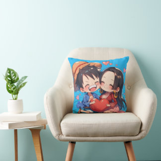 Luffy & Boa Hancock Anime Throw Pillow